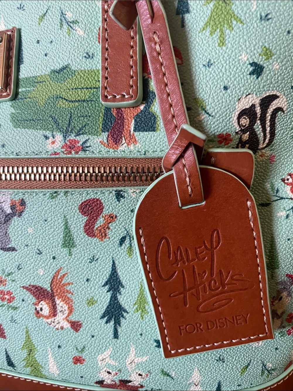 Disney Dooney & Bourke Mint Woodland Creatures Satchel with Brown Trim - Picture 2 of 6
